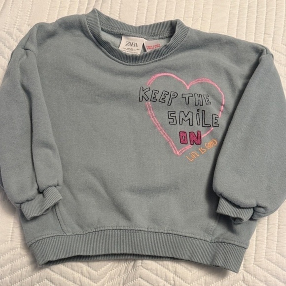 Zara Kids Gray Sweatshirt with Heart Design